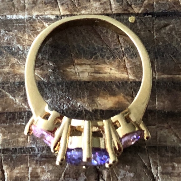 Purple and Pink Gold Plated Ring - Picture 3 of 4